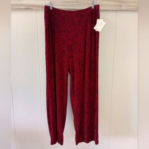 Coldwater Creek Stretch Pants PXL Wide Leg Red Black NWT Slinky Travel Glitter
